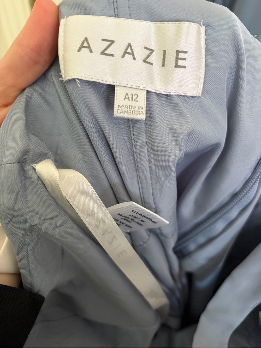 NWT Azazie Shaude A-Line Pleated Chiffon Formal Bridesmaid Dress in Dusty Blue - Picture 10 of 12